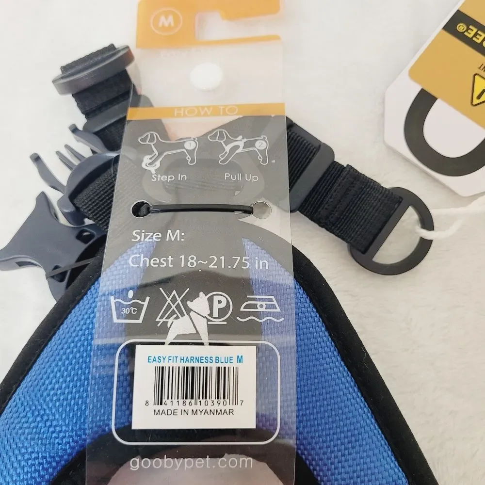 Gooby Escape Free Easy Fit Dog Harness Blue Medium 18 to 21.75 Inch Chest New